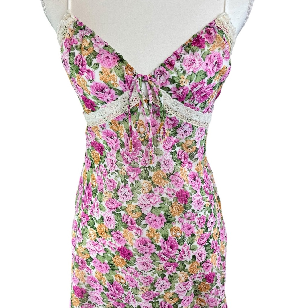 PRINCESS POLLY Pink Floral Emilee Babydoll Slip Dress 6 Camisole Mini Milkmaid - Picture 5 of 15